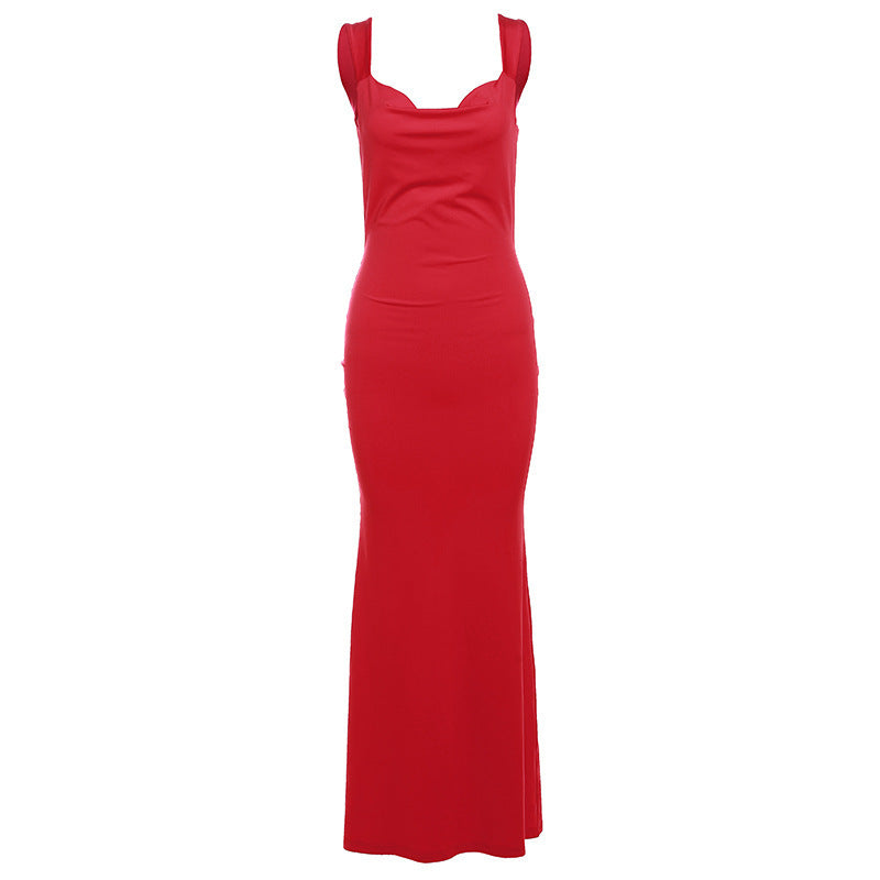 LuxeWaves™ Women’s Slim Sheath Maxi Dress – Backless Bow Evening Gown