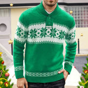 LuxeWaves™ Men’s Festive Jacquard Knit Sweater – Winter Comfort Pullover