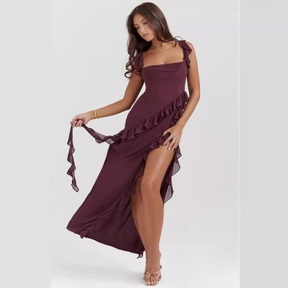 LuxeWaves™ | Soleil Bloom Slit Maxi Dress