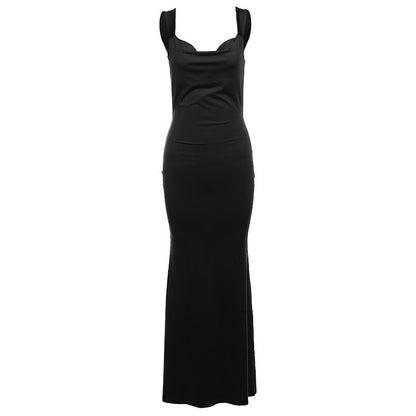 LuxeWaves™ Women’s Slim Sheath Maxi Dress – Backless Bow Evening Gown