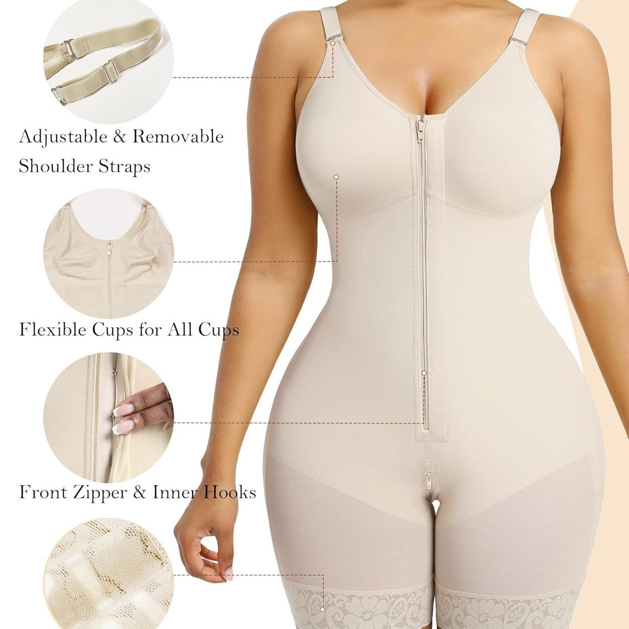 LuxeWaves™ | One-Piece Sculpting Shapewear with Front Zipper