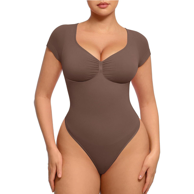 LuxeWaves™ Seamless Tummy Control Bodysuit – Short & Long Sleeve