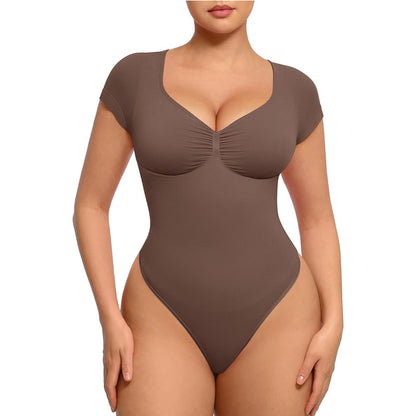 LuxeWaves™ Seamless Tummy Control Bodysuit – Short & Long Sleeve