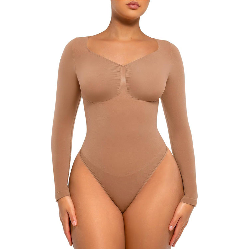 LuxeWaves™ Seamless Tummy Control Bodysuit – Short & Long Sleeve