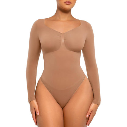 LuxeWaves™ Seamless Tummy Control Bodysuit – Short & Long Sleeve