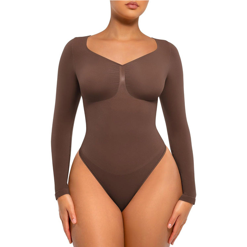 LuxeWaves™ Seamless Tummy Control Bodysuit – Short & Long Sleeve