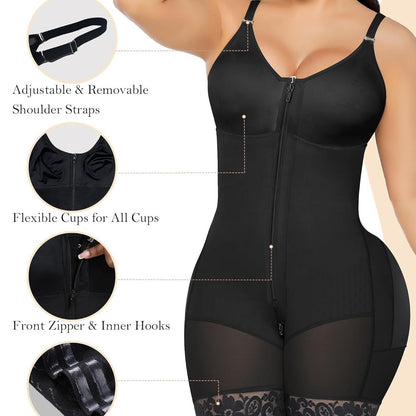 LuxeWaves™ | One-Piece Sculpting Shapewear with Front Zipper