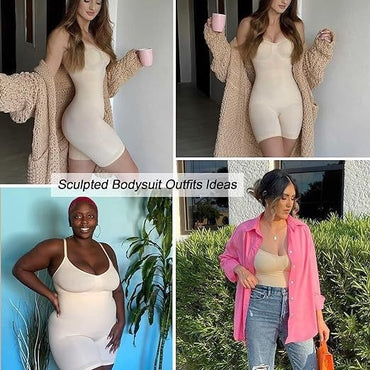 LuxeWaves™ | Seamless Sculpting Mid-Thigh Shapewear Bodysuit