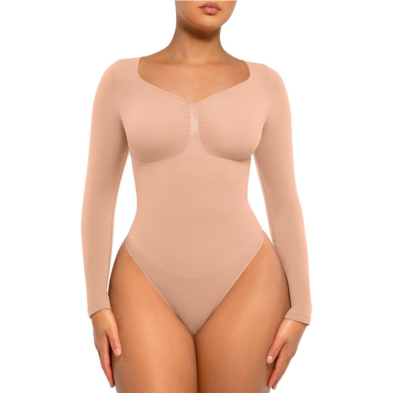 LuxeWaves™ Seamless Tummy Control Bodysuit – Short & Long Sleeve