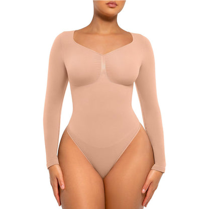 LuxeWaves™ Seamless Tummy Control Bodysuit – Short & Long Sleeve