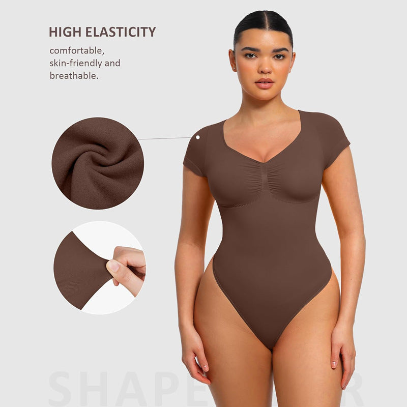 LuxeWaves™ Seamless Tummy Control Bodysuit – Short & Long Sleeve