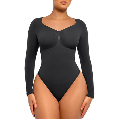 LuxeWaves™ Seamless Tummy Control Bodysuit – Short & Long Sleeve