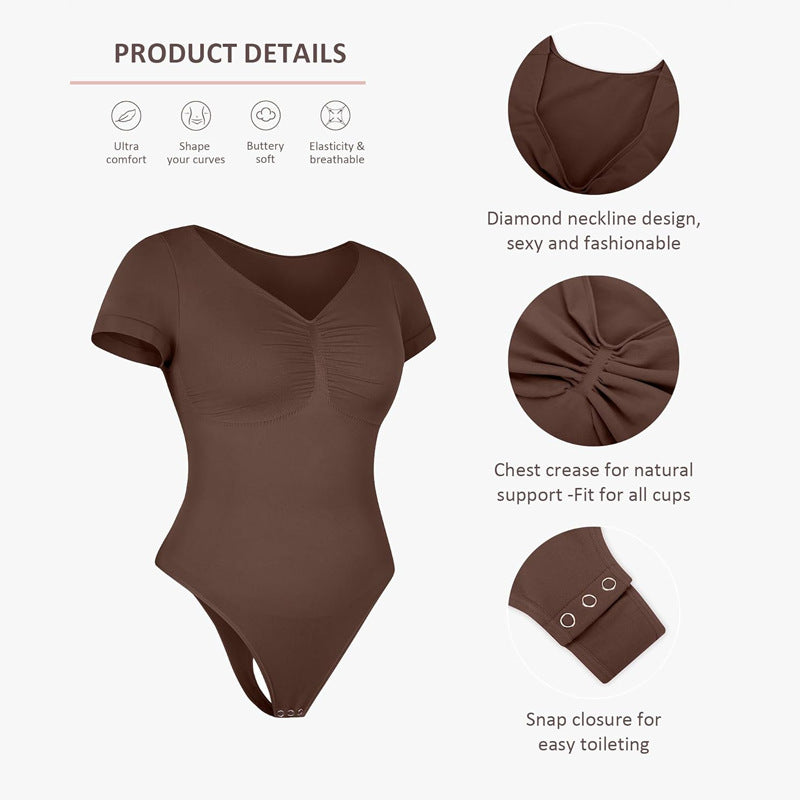 LuxeWaves™ Seamless Tummy Control Bodysuit – Short & Long Sleeve